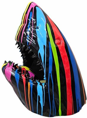 haaienkop - haai - kunst uitvoering zwart dripping