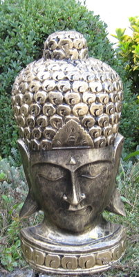 Boeddha Beeld Hoofd Polyester Gebronsd 49cm