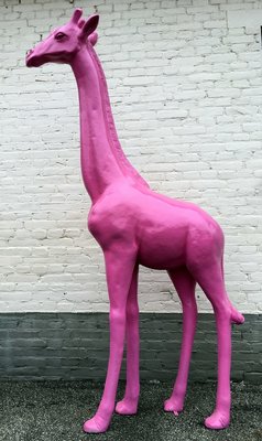 Giraffe -kunst beeld-Fuchsia Roze