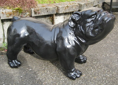 engelse bulldog Ceasar 65cm polyester zwart-hoogglans