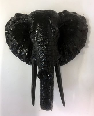 olifant hoofd zwart polyester