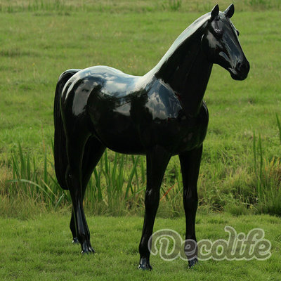 Levensgroot paard - hoogglans zwart