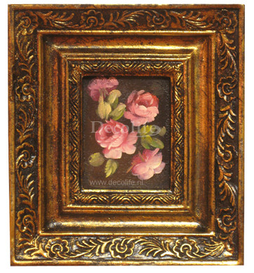 Schilderij incl. Lijst - Stilleven Rozen 20x18cm