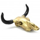 Bizon schedel 65 cm  goudkleur met zwarte horens artresin